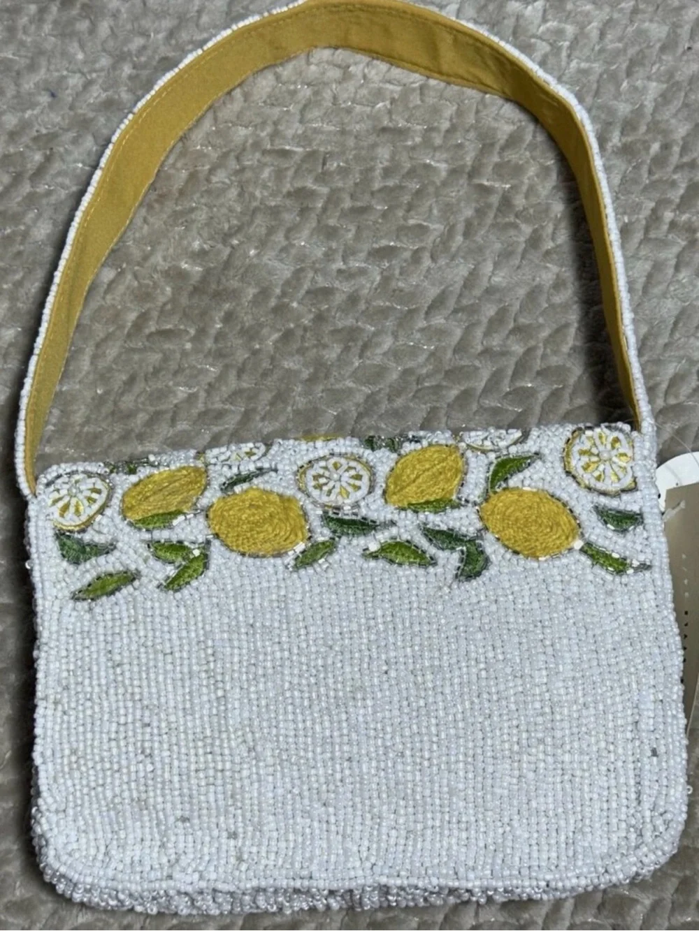 NWT Lemon Beaded Bag TikTok Viral Summer Purse White Yellow Shoulder Bag